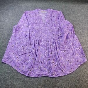 Woman Within Shirt Women 30/32 3X Radiant Purple Paisley Perfect Pintuck Floral